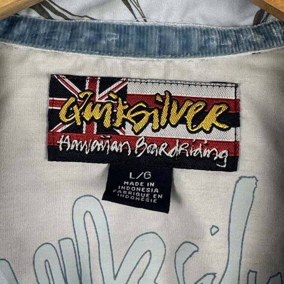 Quiksilver Hawaiian Floral Casual Button-Up Short Sleeve Shirt Blue Size Large - Picture 3 of 5